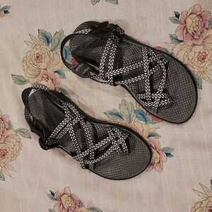 Chaco Sandals Black Gray and white